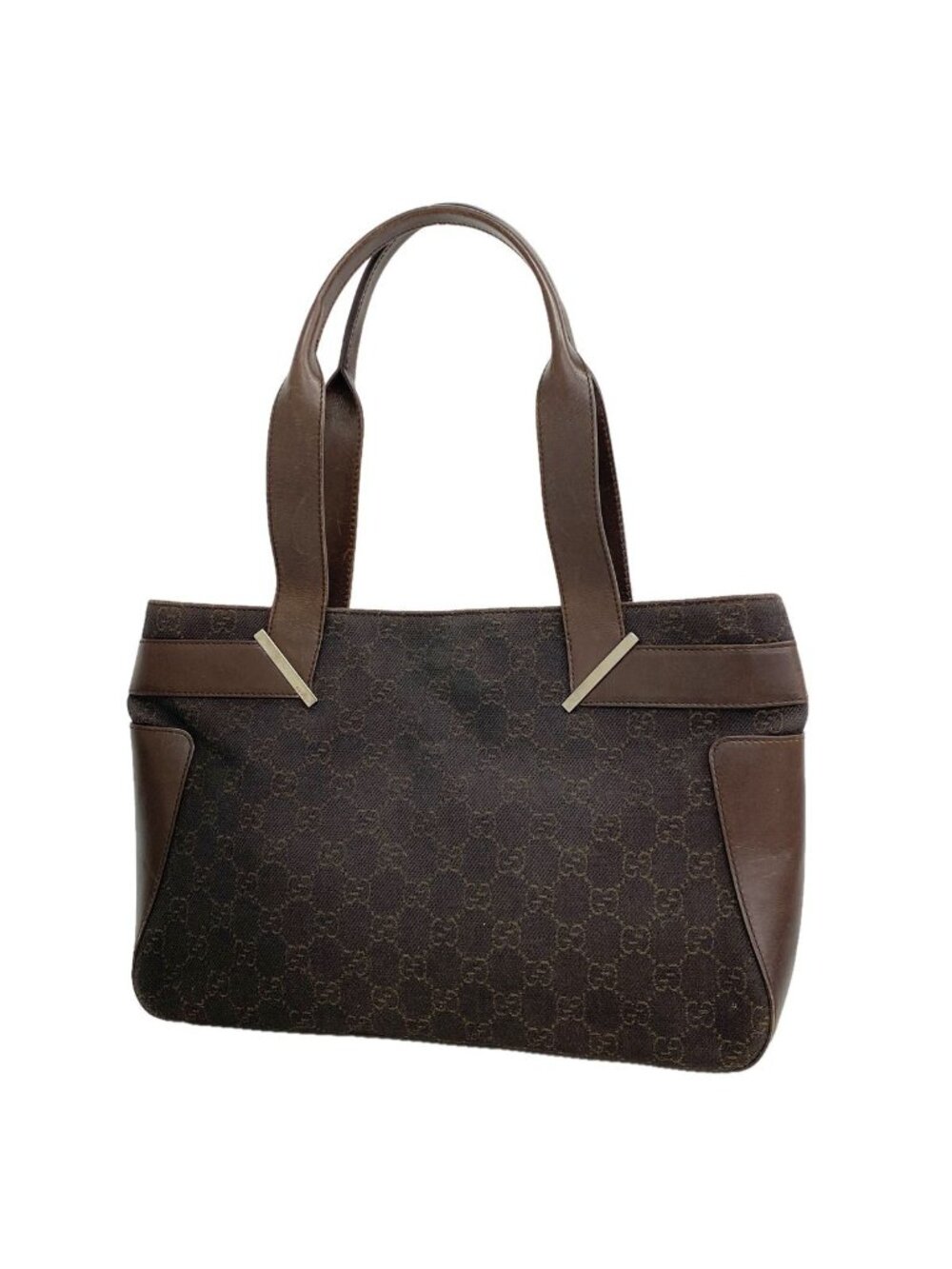 Gucci Tote Canvas Brown Silver